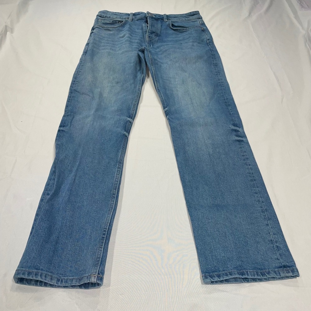 Cotton On Regular Straight Mens Jeans 32 Blue Medium Wash Button Fly 3612719